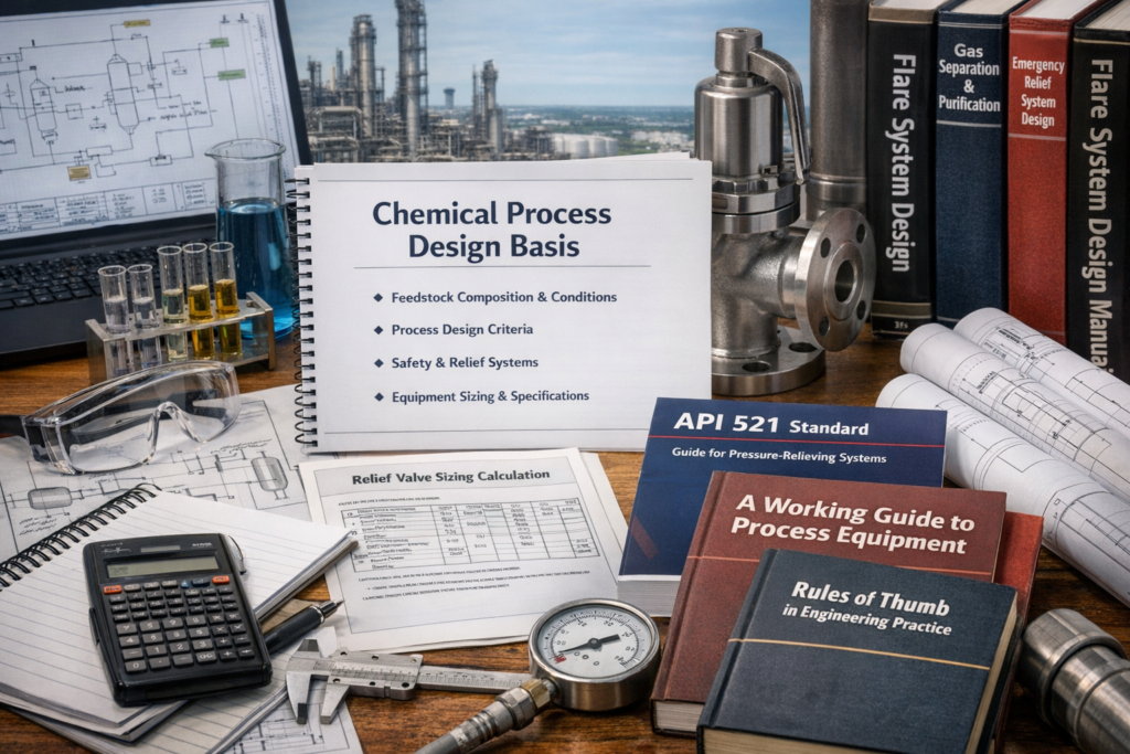 Process design basis development in basic engineering for chemical plants